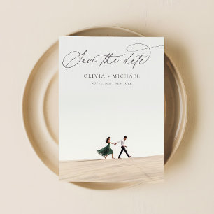 Modern Minimalist Calligraphy Script Photo Save The Date