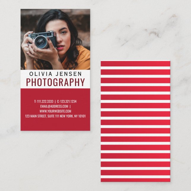 Modern Minimalist Calligraphy Script Photography  Business Card (Front/Back)