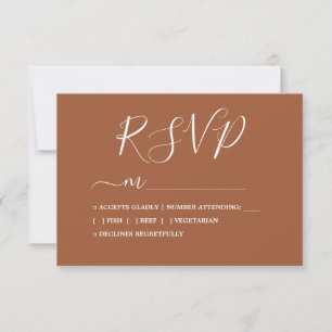 Modern Minimalist Calligraphy TerraCotta Wedding RSVP Card