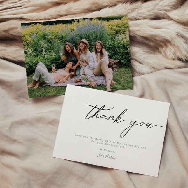 Modern Minimalist Calligraphy  Thank You Card (Creator Uploaded)