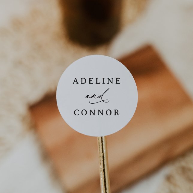 Modern Minimalist Calligraphy Wedding Classic Round Sticker (Creator Uploaded)