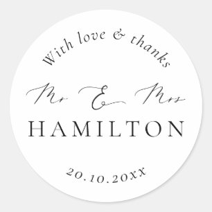 Modern Minimalist Calligraphy Wedding  Classic Round Sticker