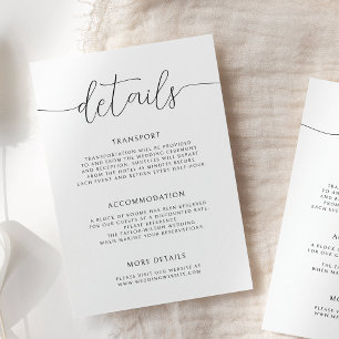 Modern Minimalist Calligraphy Wedding Details Enclosure Card