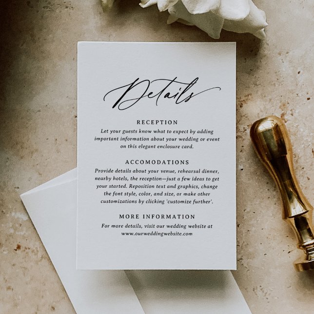 Modern Minimalist Calligraphy Wedding Details RSVP Card (Creator Uploaded)