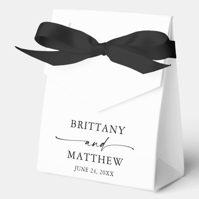 Modern Minimalist Calligraphy Wedding Favour Box (Front)