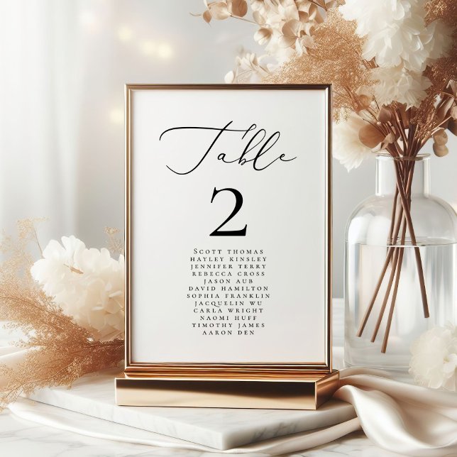 Modern Minimalist Calligraphy Wedding Names 2 Table Number (Creator Uploaded)