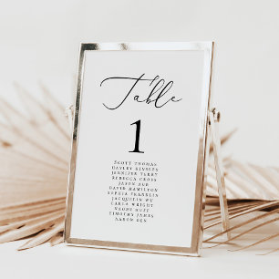 Modern Minimalist Calligraphy Wedding Names Table Number