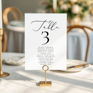 Modern Minimalist Calligraphy Wedding Names Table Number