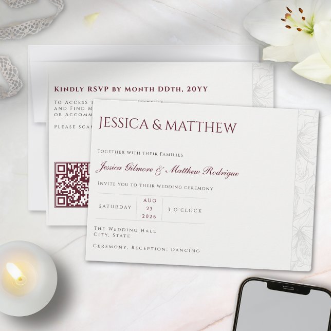 Modern Minimalist Calligraphy Wedding QR Code Invitation (Creator Uploaded)
