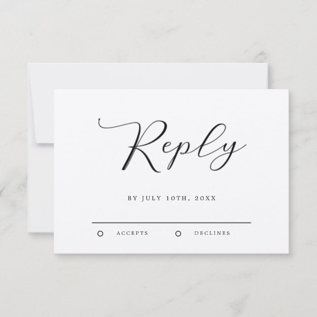 Modern Minimalist Calligraphy Wedding RSVP Card (Front)