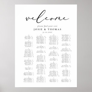 Modern Minimalist Calligraphy Wedding Seating Plan Poster