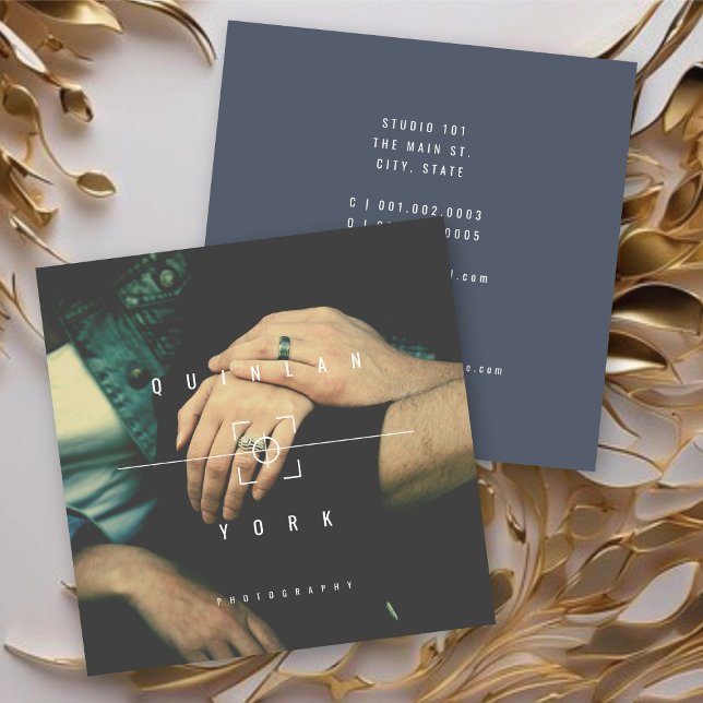 Modern Minimalist Camera Focus Photo Photographer Square Business Card (Modern Minimalist Camera Focus Photo Photographer Square Business/Profile Card @ fat_fa_tin)