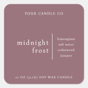 Modern Minimalist Candle Packaging Label Mauve