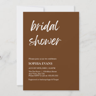 Modern Minimalist Caramel Brown Bridal Shower Invitation