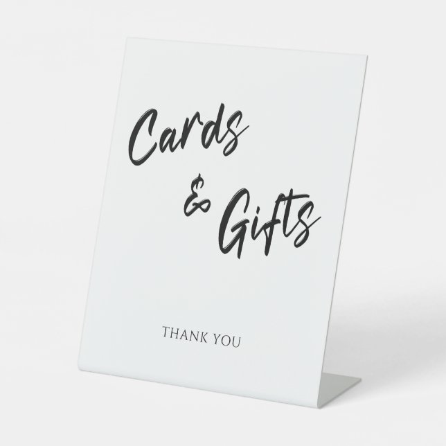 Modern Minimalist Cards and Gifts Wedding Pedestal Sign (Front)