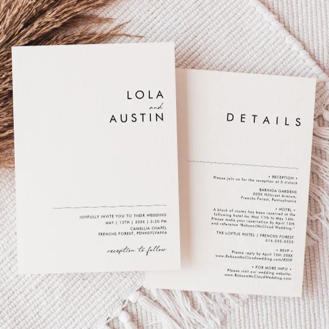 Modern Minimalist Casual All In One Wedding Invitation | Zazzle