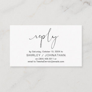Modern Minimalist Casual, Black, Wedding RSVP Enclosure Card