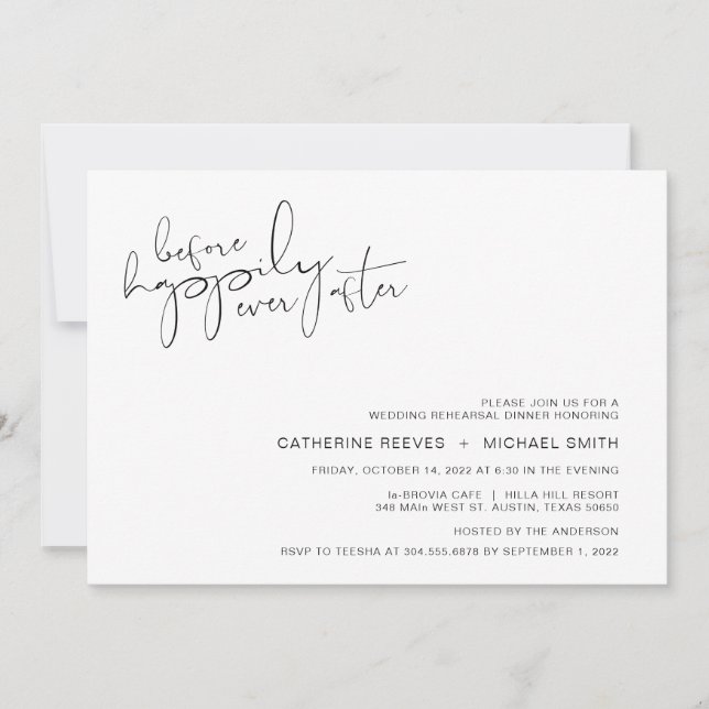 Modern Minimalist Casual Script Rehearsal Dinner Invitation (Front)