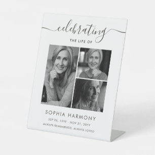 Modern Minimalist Celebration of Life Funeral Pedestal Sign