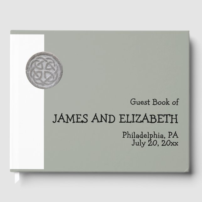 Modern & Minimalist Celtic Personalised Wedding Guest Book (Front)