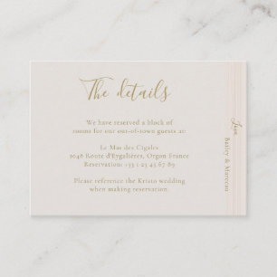 Modern Minimalist Champagne Gold Hotel Detail Enclosure Card