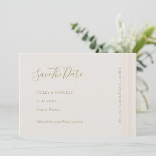 Modern Minimalist Champagne Gold Save The Date  Invitation