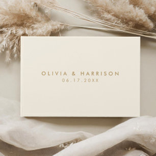 Modern Minimalist Champagne Simple Wedding Guest Book