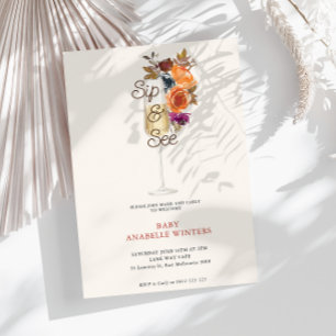 Modern Minimalist Champagne Sip & See Baby Shower  Invitation
