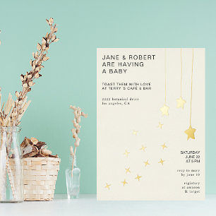 Modern Minimalist Champagne & Stars Baby Shower