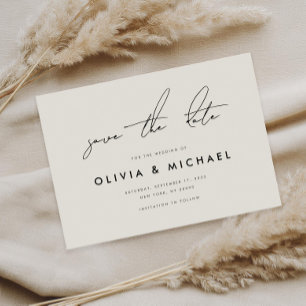 Modern Minimalist Champagne Wedding Save the Date