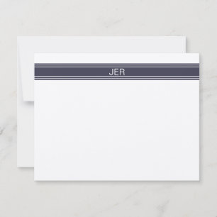 Modern Minimalist Charcoal Blue Monogram   Card