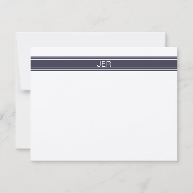 Modern Minimalist Charcoal Blue Monogram   Card (Front)