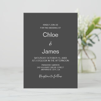 Modern Minimalist Charcoal Wedding Invitation