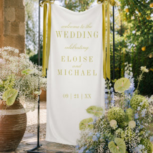 Modern Minimalist Chartreuse Wedding Welcome Banner