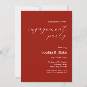 Modern Minimalist Cherry Red Engagement Party Invitation