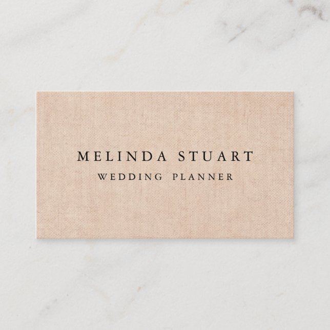 Modern Minimalist Chic Burlap Background Business Card (Front)
