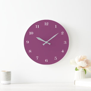 Modern Minimalist Chic Dark Pink and White  Large Clock