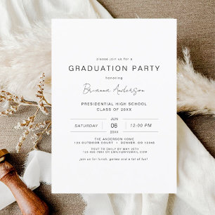 Modern Minimalist Chic Graduation Party Invitation