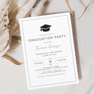 Modern Minimalist Chic Graduation Party Invitation