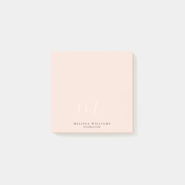 Modern Minimalist Chic Monogram Pastel Light Pink Post-it Notes (Front)