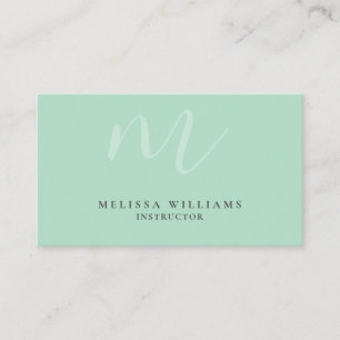 Modern Minimalist Chic Monogram Pastel Mint Luxury Business Card