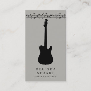 Modern Minimalist Chic Musician Guitar Teacher Bus Business Card