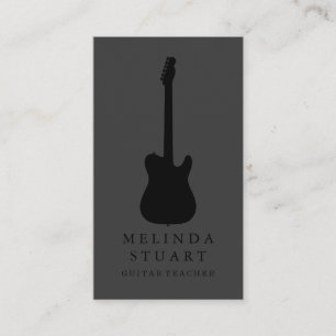 Modern Minimalist Chic Musician Guitar Teacher Business Card