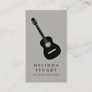 Modern Minimalist Chic Musician Guitar Teacher Business Card