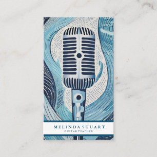 Modern Minimalist Chic Musician Guitar Teacher Business Card