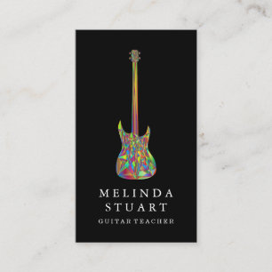 Modern Minimalist Chic Musician Guitar Teacher Business Card