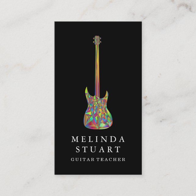 Modern Minimalist Chic Musician Guitar Teacher Business Card (Front)