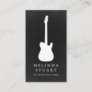 Modern Minimalist Chic Musician Guitar Teacher Business Card