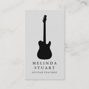 Modern Minimalist Chic Musician Guitar Teacher Business Card