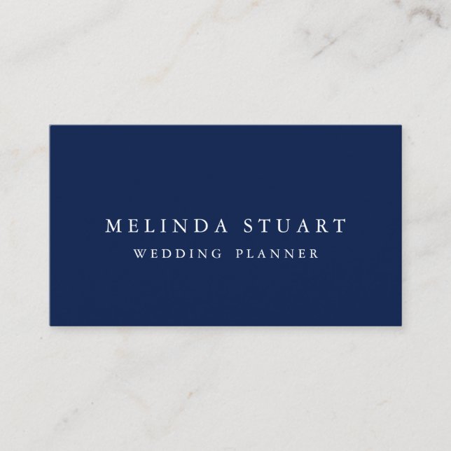 Modern Minimalist Chic Navy Blue Business Card (Front)